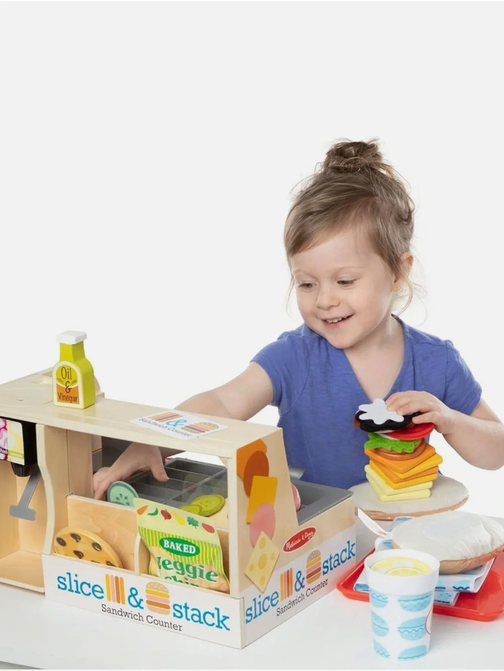 Melissa & Doug Wooden Slice & Stack Sandwich Set - Multicolor